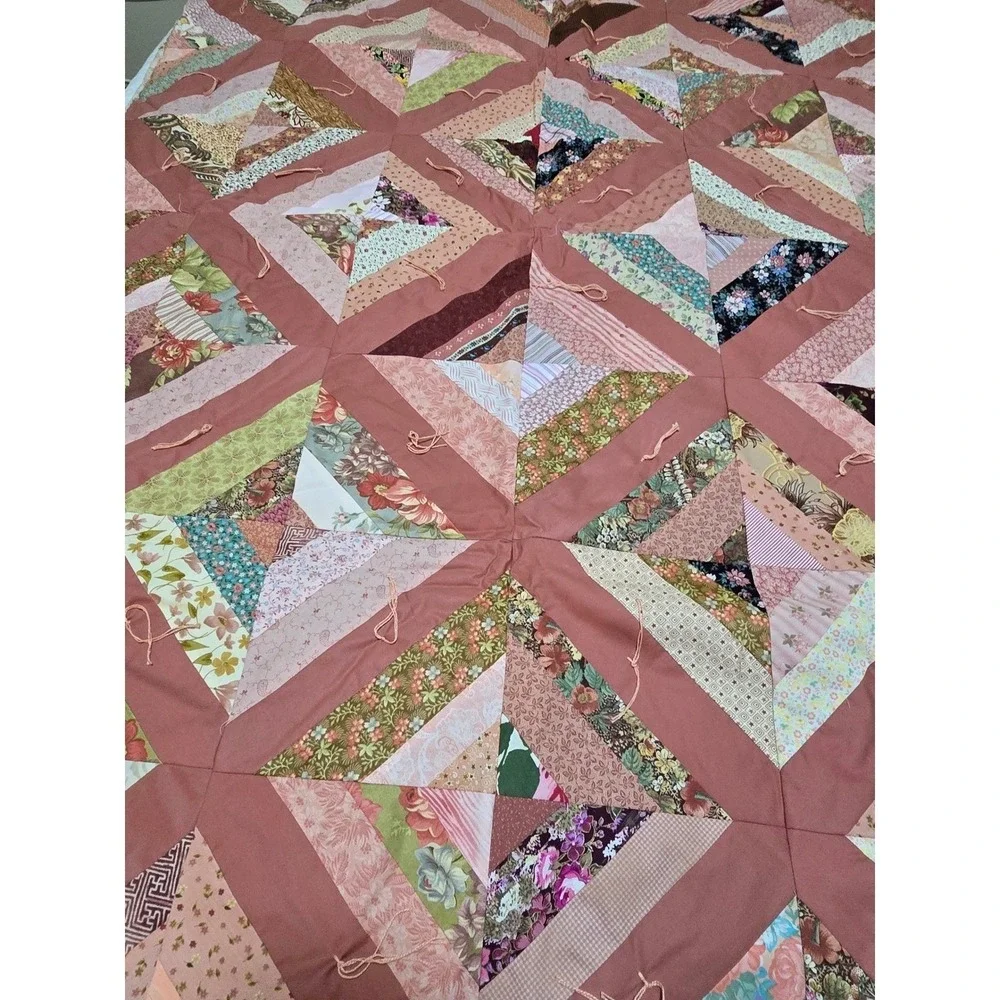 New Fresh Handmade Patchwork Quilt Pink Floral Boho Body‎ Throw Blanket /0189